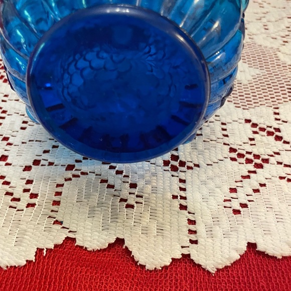 Vintage MCM Blue Cobalt Cluster Liquor Bottle with Stopper - Picture 6 of 6